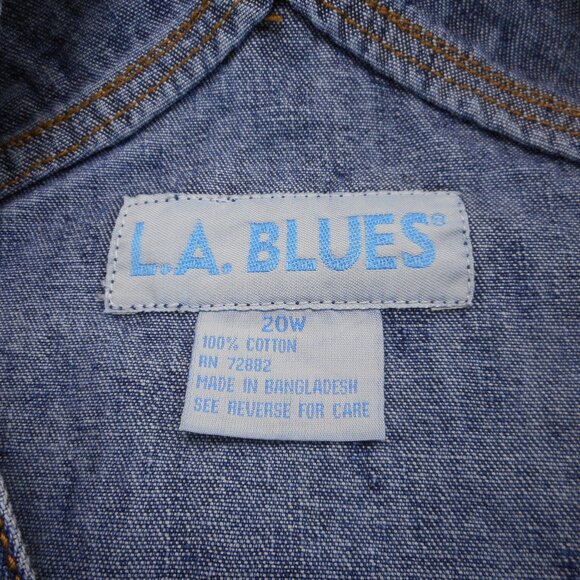 Vintage Y2K LA Blues Women’s Plus Size 20W Bib Overalls Dark Denim 100% Cotton - Picture 11 of 14